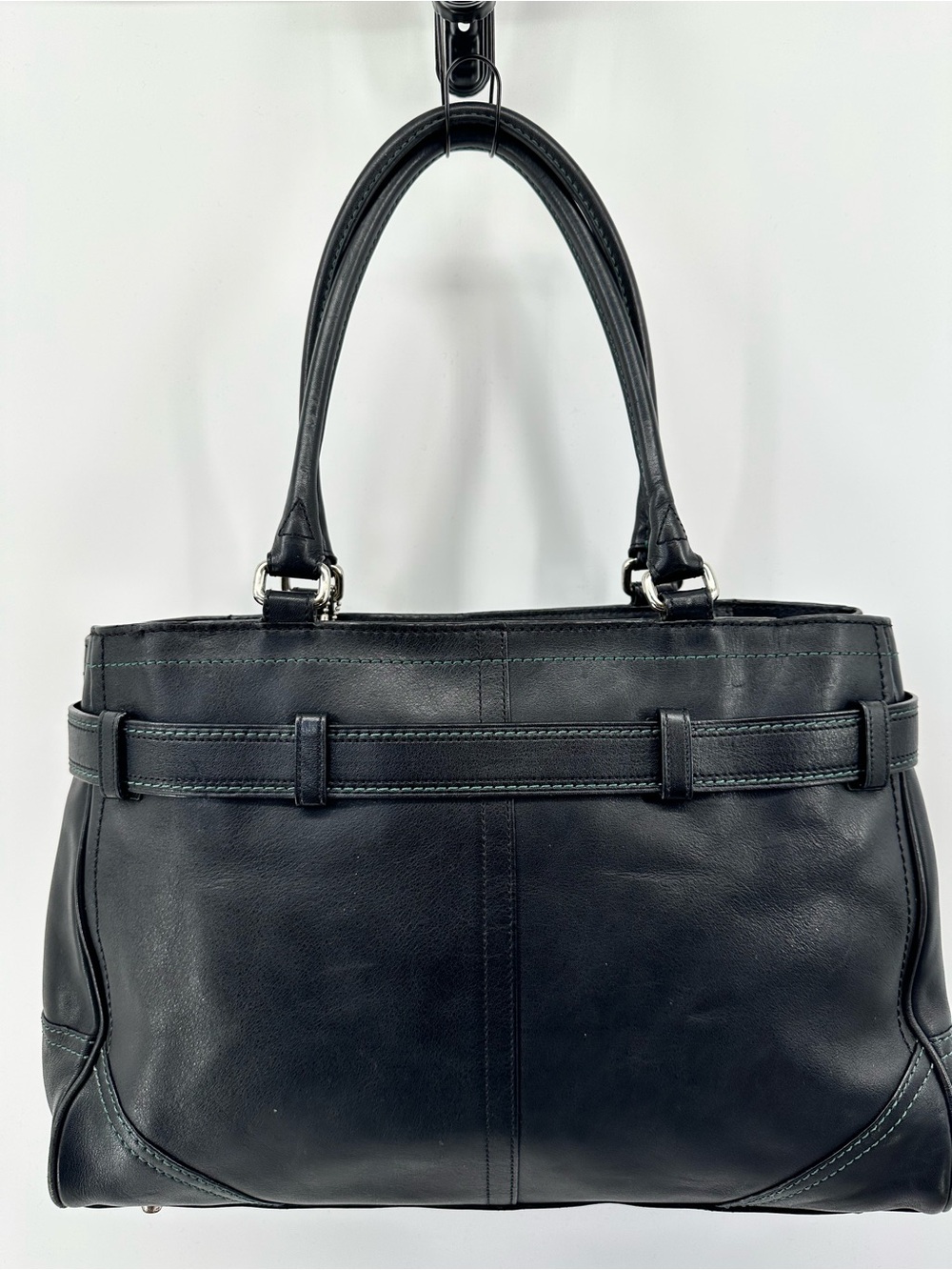 Vintage Large Black Coach Hampton Carryall Leather Shoulder Bag Y2K Classic - Picture 3 of 7